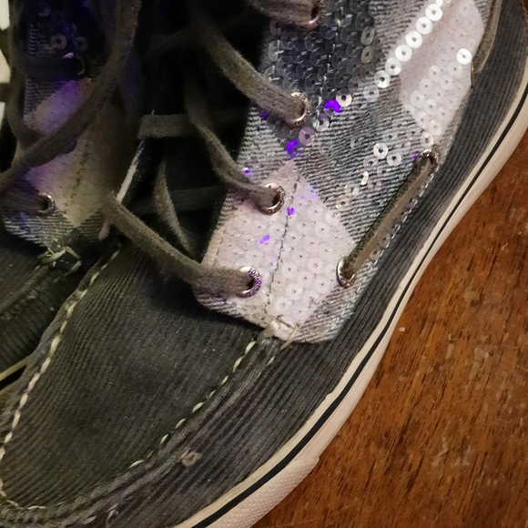 💎[Sperry] Topsider sequined, corduroy hi top sneakers. - Picture 6 of 9